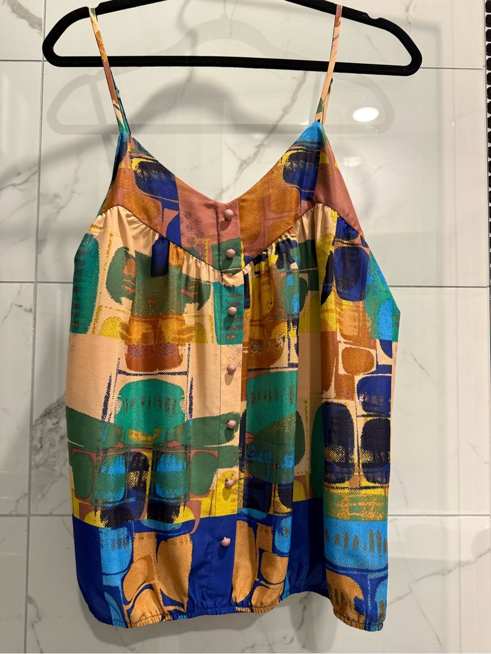 glam Multicolor Abstract Print Spaghetti Strap Cami